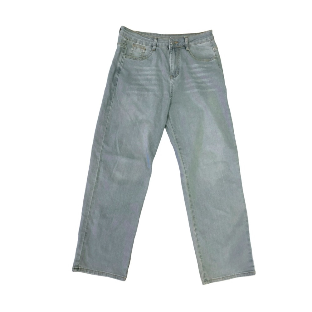 Juniors Size 7 / M Light Wash Straight Leg Jeans Mid Rise Denim